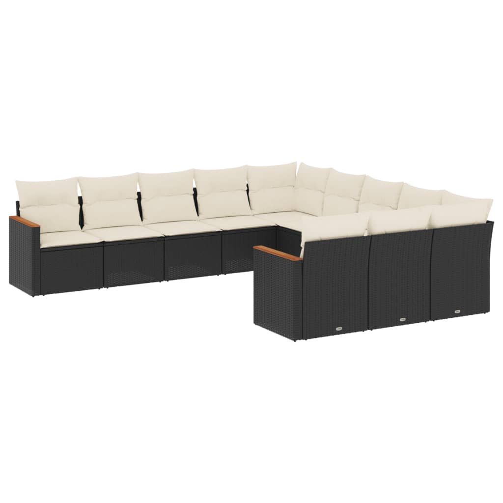 Garden Sofa Set Black Poly Rattan Large Modular