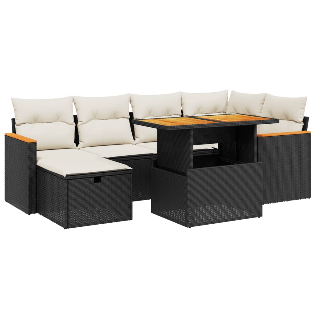 Garden Sofa Set Black Poly Rattan Moderate Adjustable Armrests