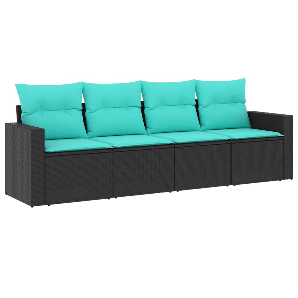 Garden Sofa Set Black Poly Rattan Standard for a 4-piece sofa set