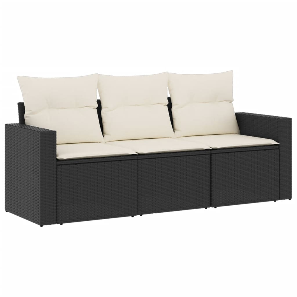 Garden Sofa Set Black Poly Rattan Standard Modular