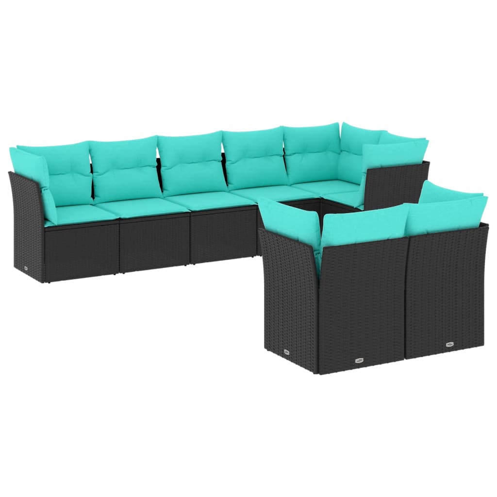 Garden Sofa Set Black sofa, Blue cushions