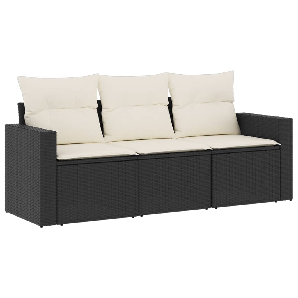 Garden Sofa Set Black Sofa, Cream Cushions