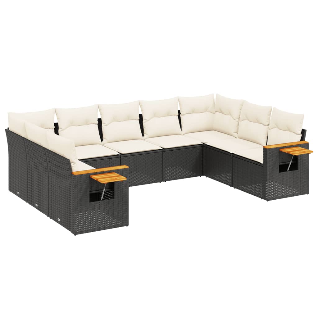 Garden Sofa Set Black (sofa), Cream white (cushions)