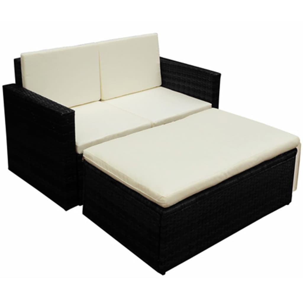 Garden Sofa Set Black Sofa with Cream Cushions