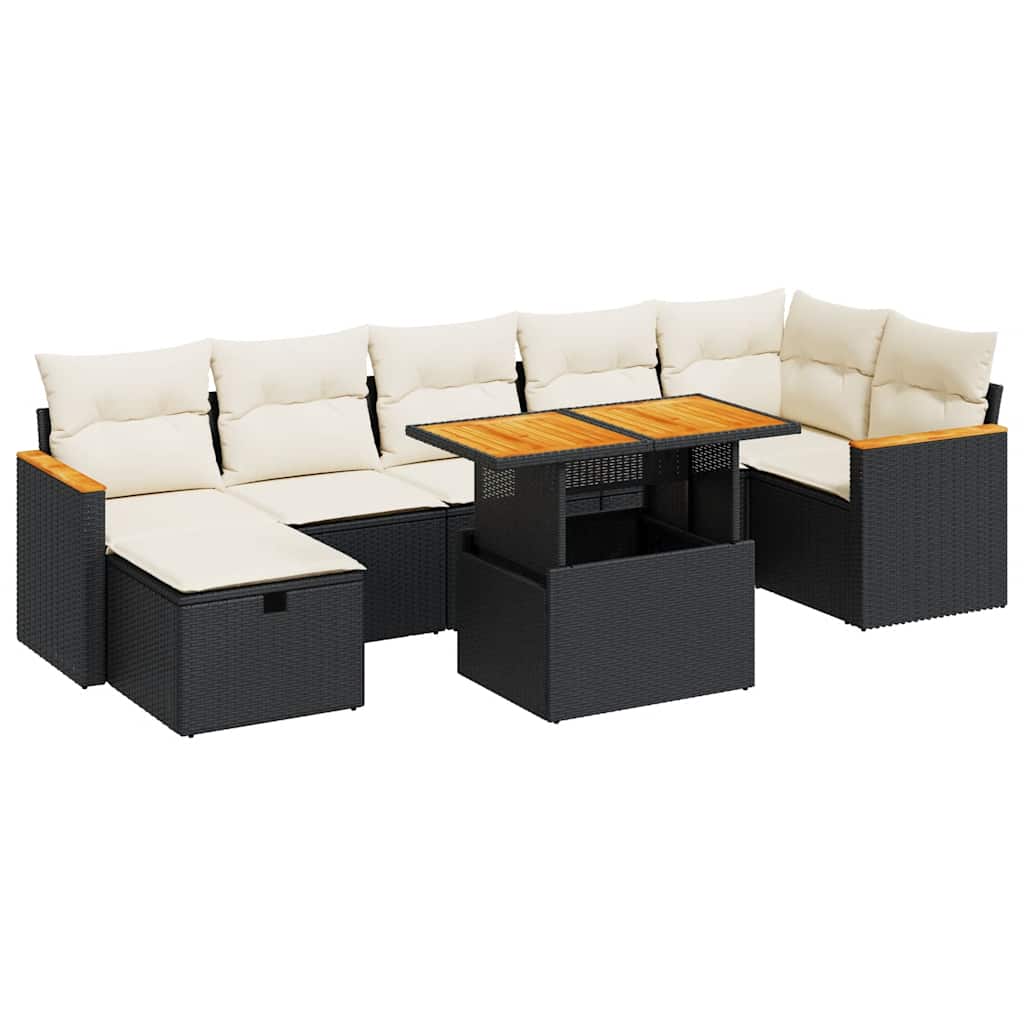 Garden Sofa Set Black, White