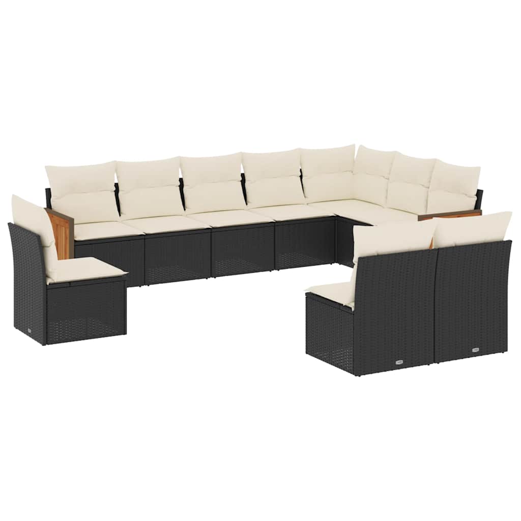 Garden Sofa Set Black with Cream White Cushions