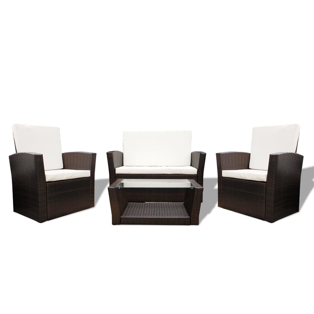 Garden Sofa Set Brown, Cream White