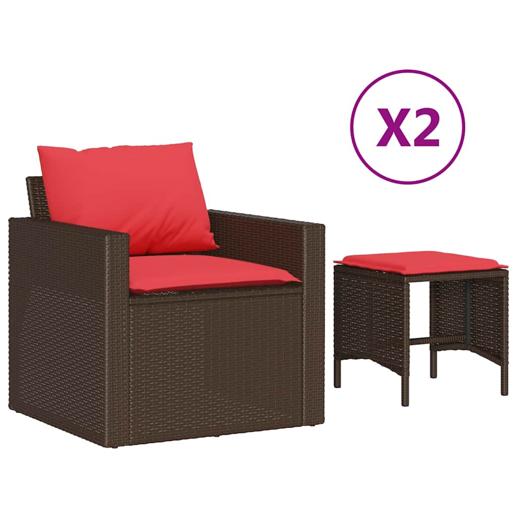 Garden Sofa Set Brown PE rattan 4 Piece Modular Garden Sofa Set