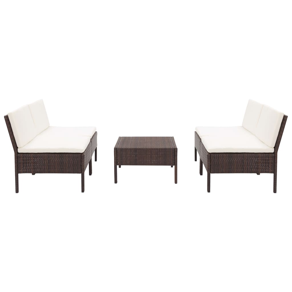 Garden Sofa Set Brown PE Rattan 5-piece Modular Garden Sofa Set