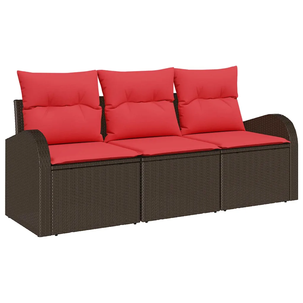Garden Sofa Set Brown Poly Rattan