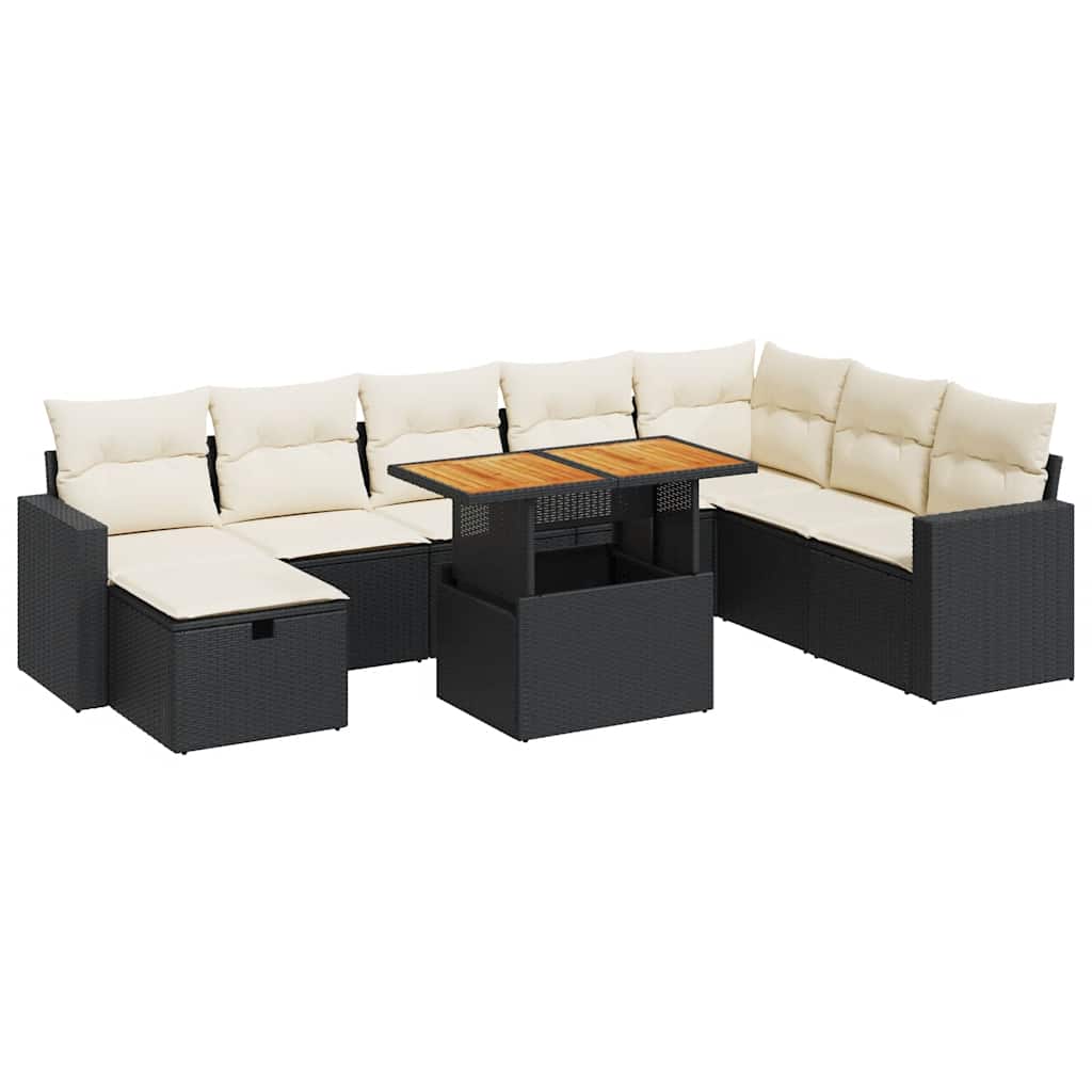 Garden Sofa Set Brown Poly Rattan Large Adjustable Feet