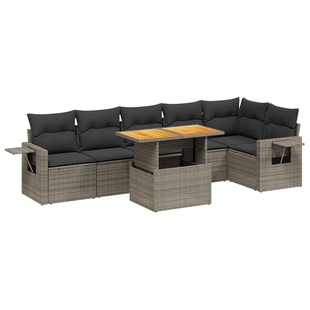 Garden Sofa Set Gray, Dark Gray PE Rattan Large Adjustable Feet