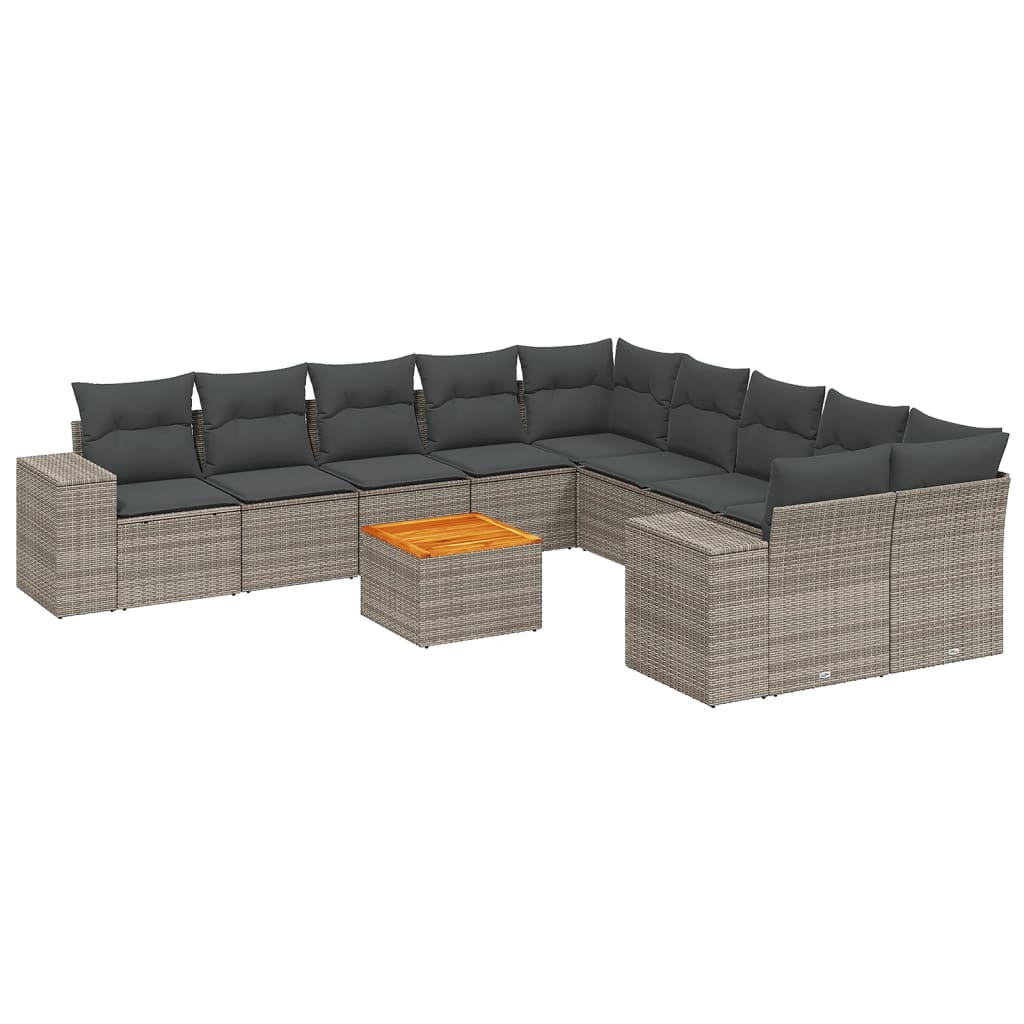 Garden Sofa Set Gray, Dark Gray PE Rattan Large Modular