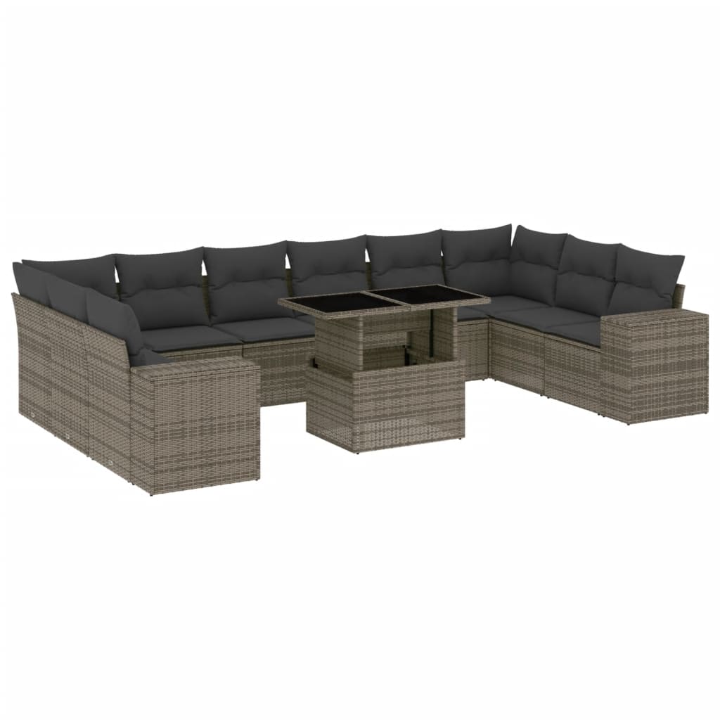 Garden Sofa Set Gray PE rattan Large Adjustable Armrests