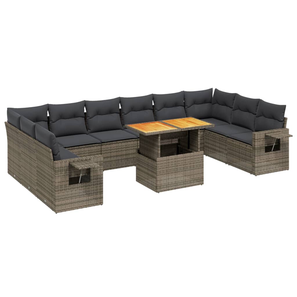 Garden Sofa Set Gray PE rattan Large Adjustable Feet