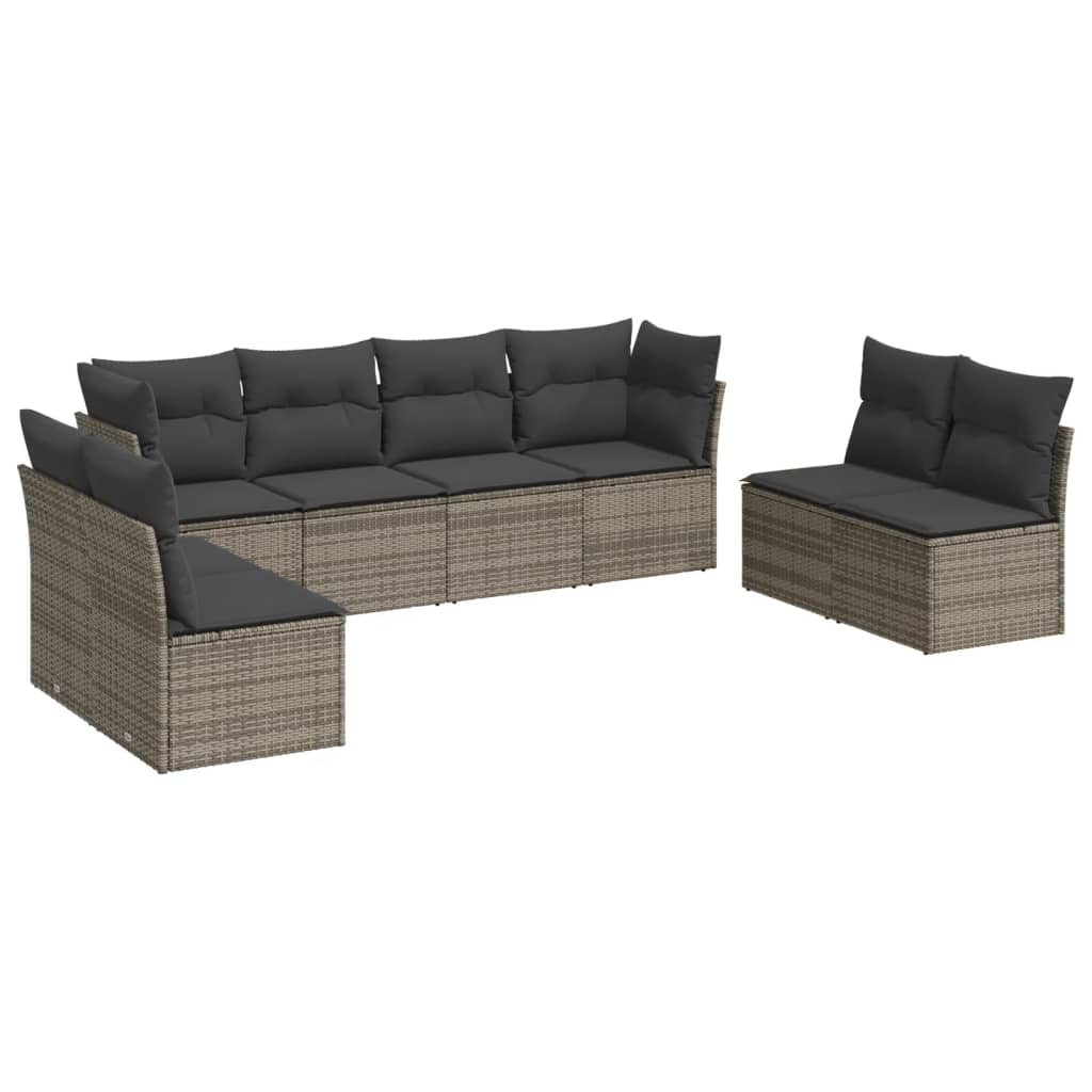 Garden Sofa Set Gray PE rattan, Powder-coated steel Large Modular