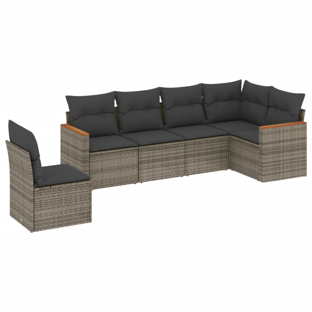 Garden Sofa Set Gray PE rattan, powder-coated steel, polyester