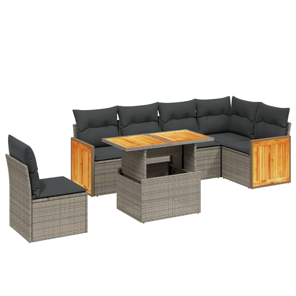 Garden Sofa Set Gray Poly Rattan Large Adjustable Feet