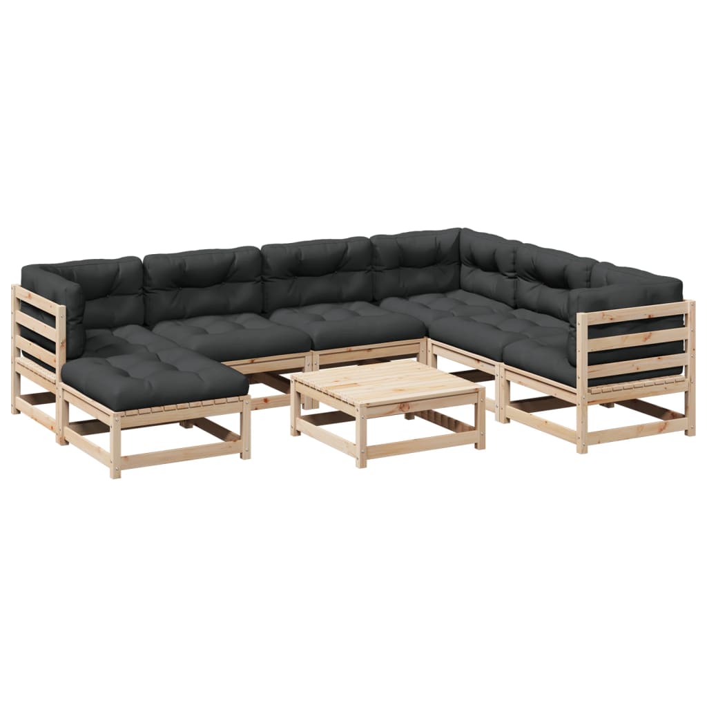 Garden Sofa Set Gray Solid Pine Wood Large Modular