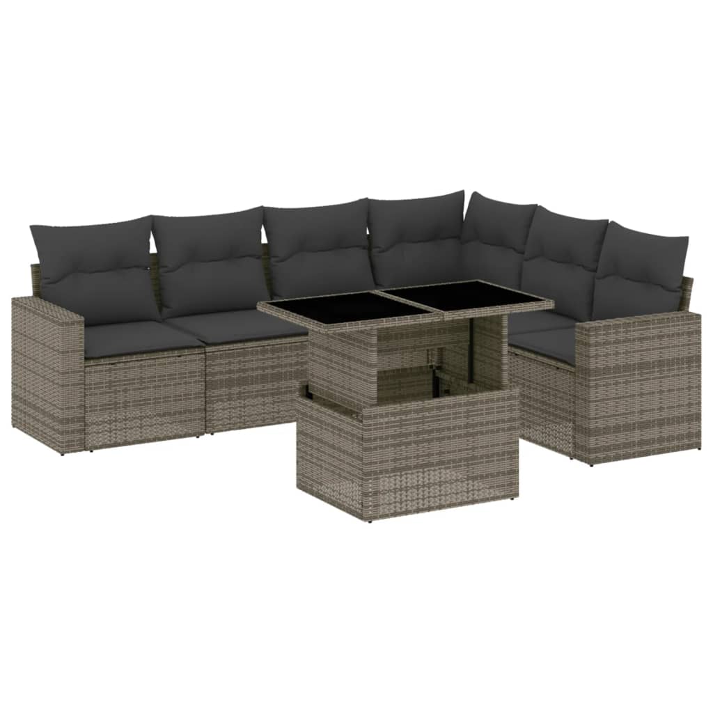 Garden Sofa Set Grey, Dark grey PE rattan Large Modular