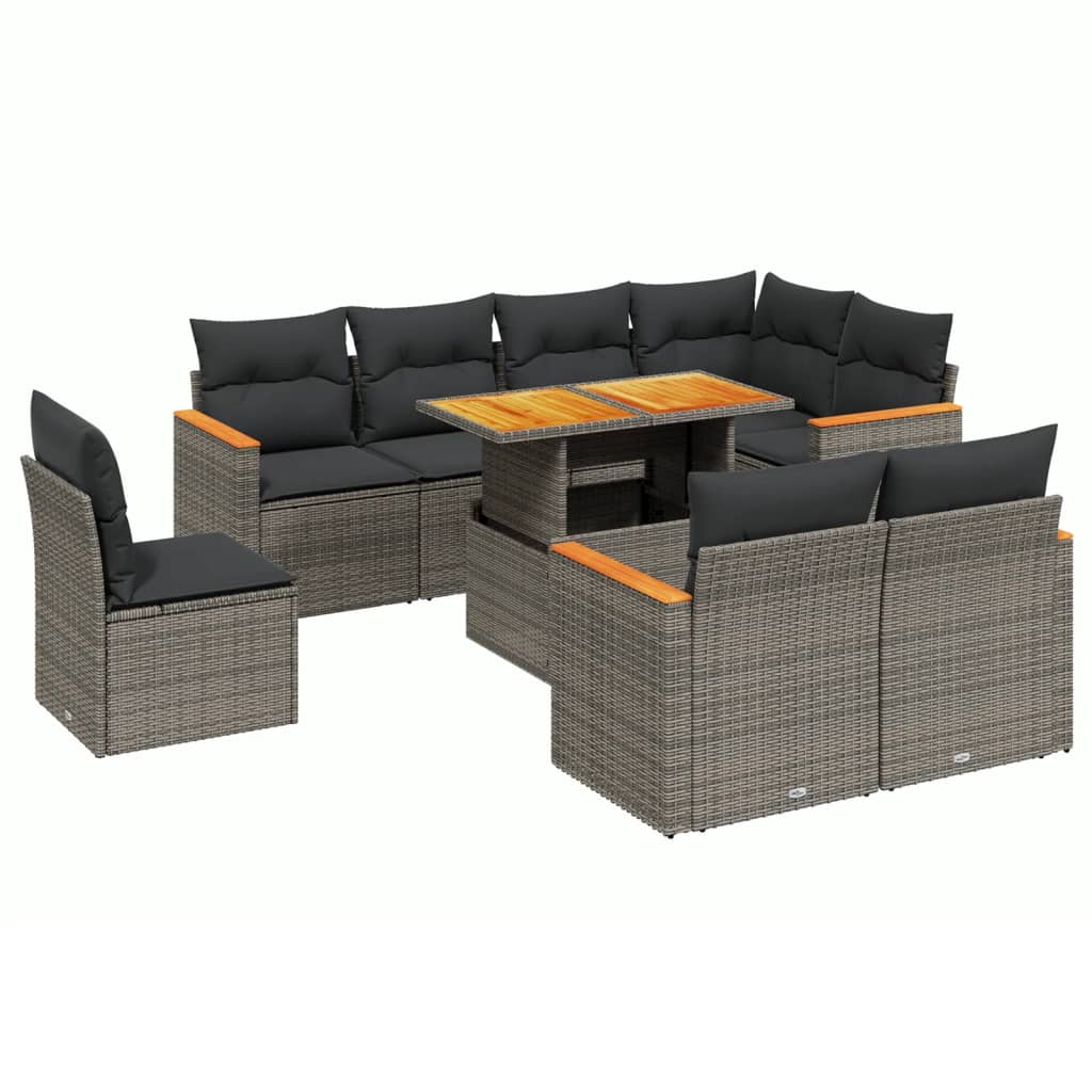 Garden Sofa Set Grey PE rattan Large Adjustable Feet
