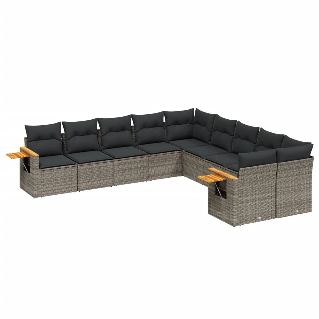 Garden Sofa Set Grey PE rattan Large Adjustable Feet