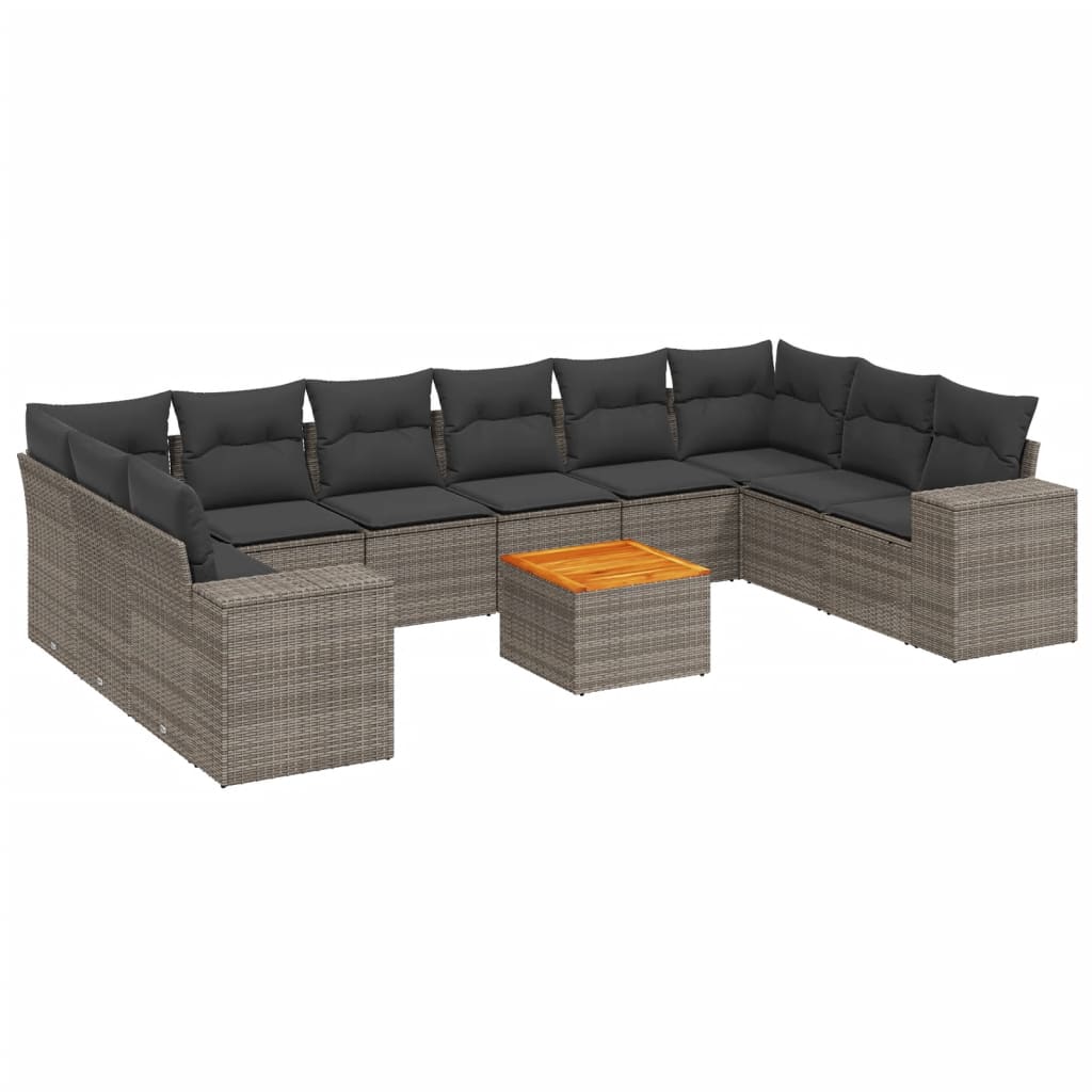 Garden Sofa Set Grey PE Rattan Large Removable Covers