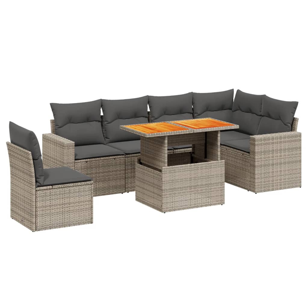 Garden Sofa Set Grey PE rattan Medium Adjustable Armrests
