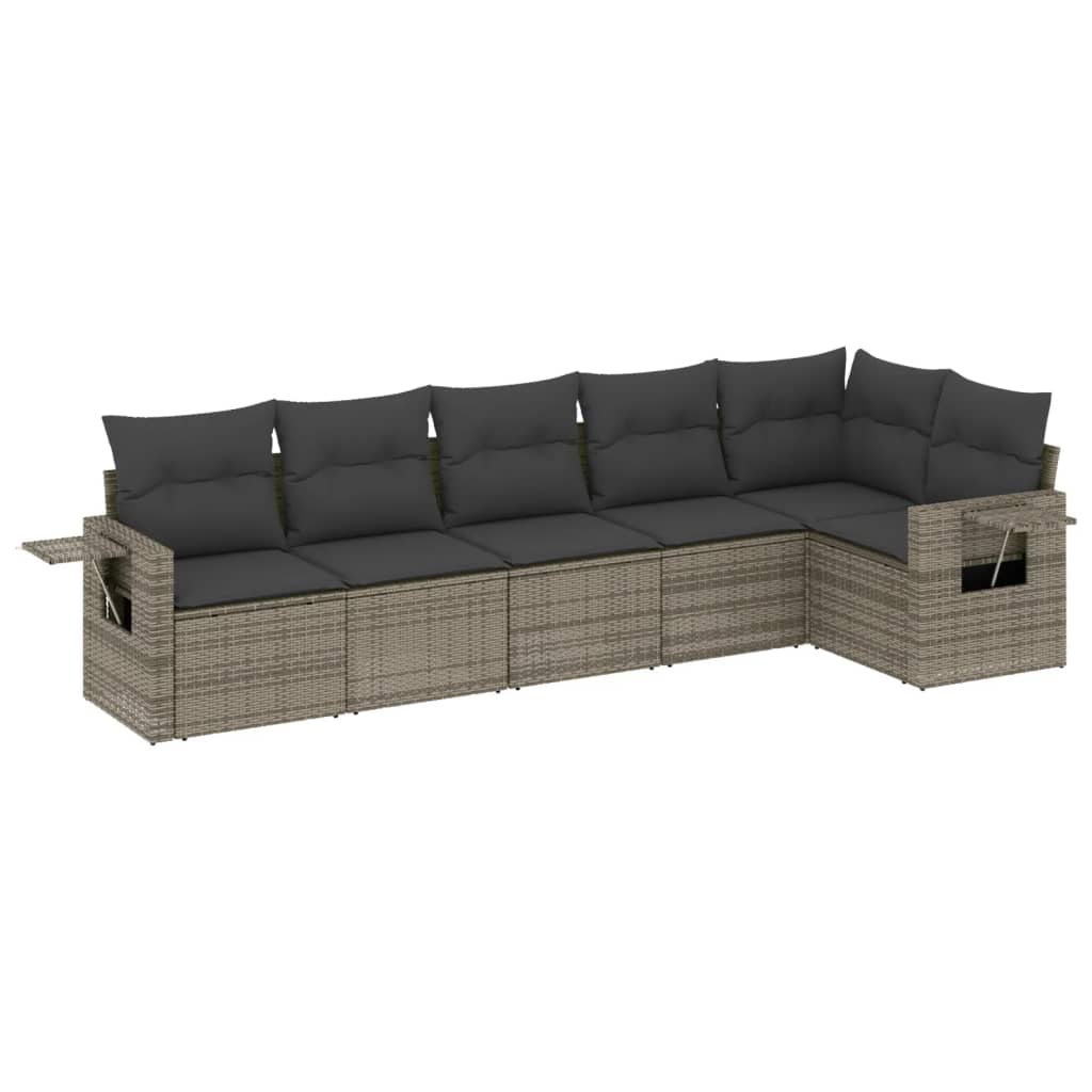 Garden Sofa Set Grey PE rattan, powder-coated steel, 100% polyester