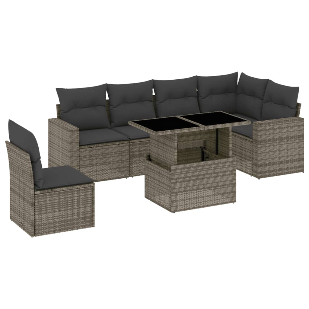 Garden Sofa Set Grey PE rattan, powder-coated steel Large Modular