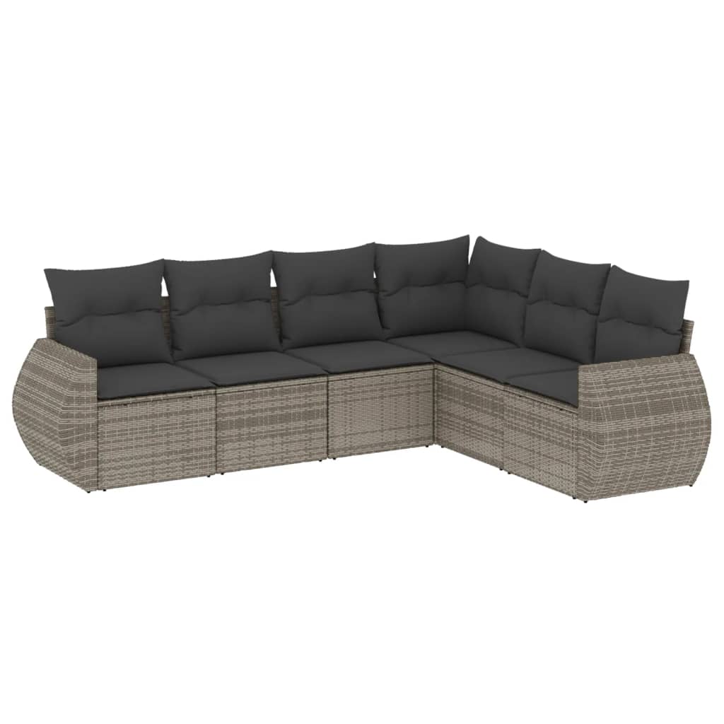 Garden Sofa Set Grey PE Rattan, Powder-Coated Steel Large Modular