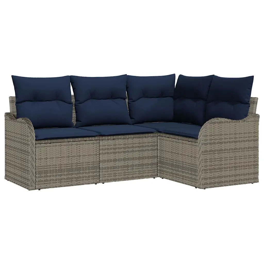 Garden Sofa Set Grey Poly Rattan