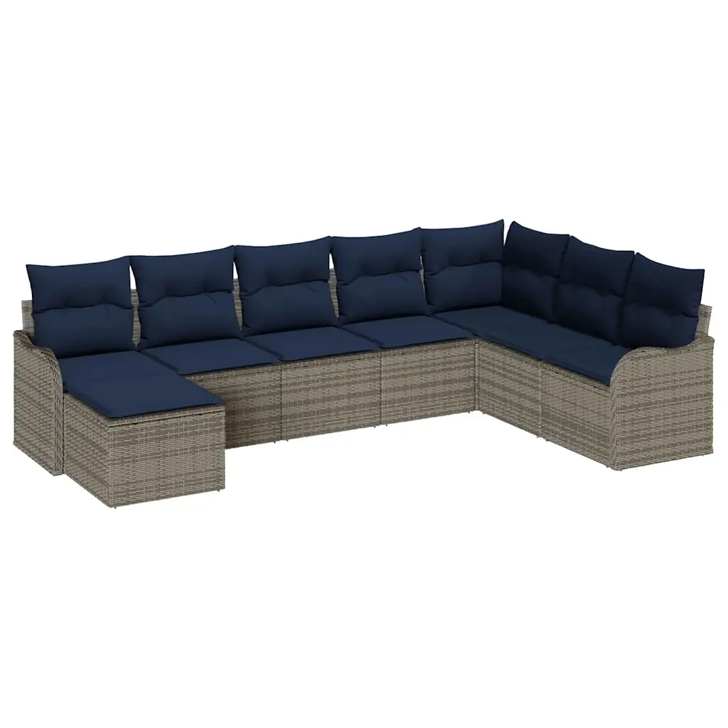 Garden Sofa Set Grey Poly Rattan