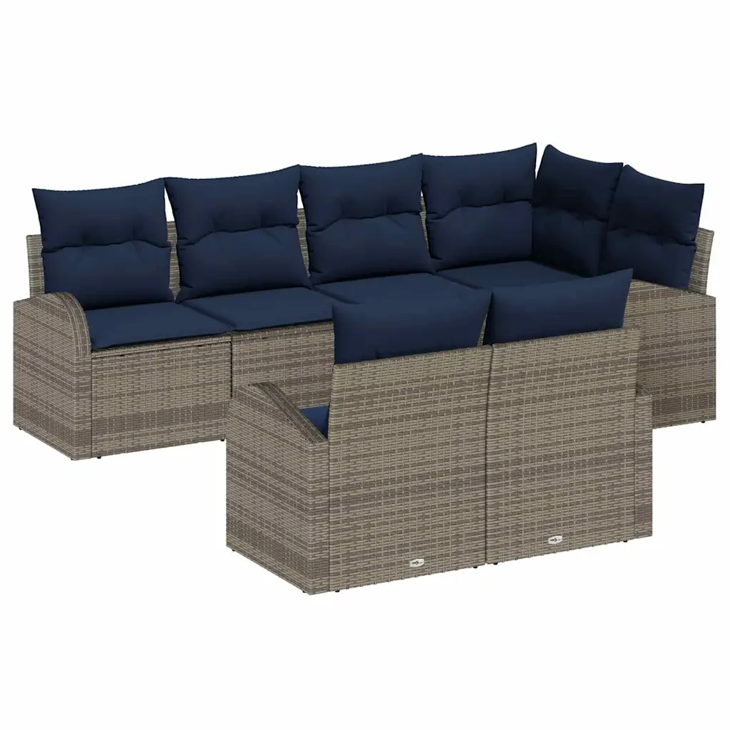 Garden Sofa Set Grey Poly Rattan