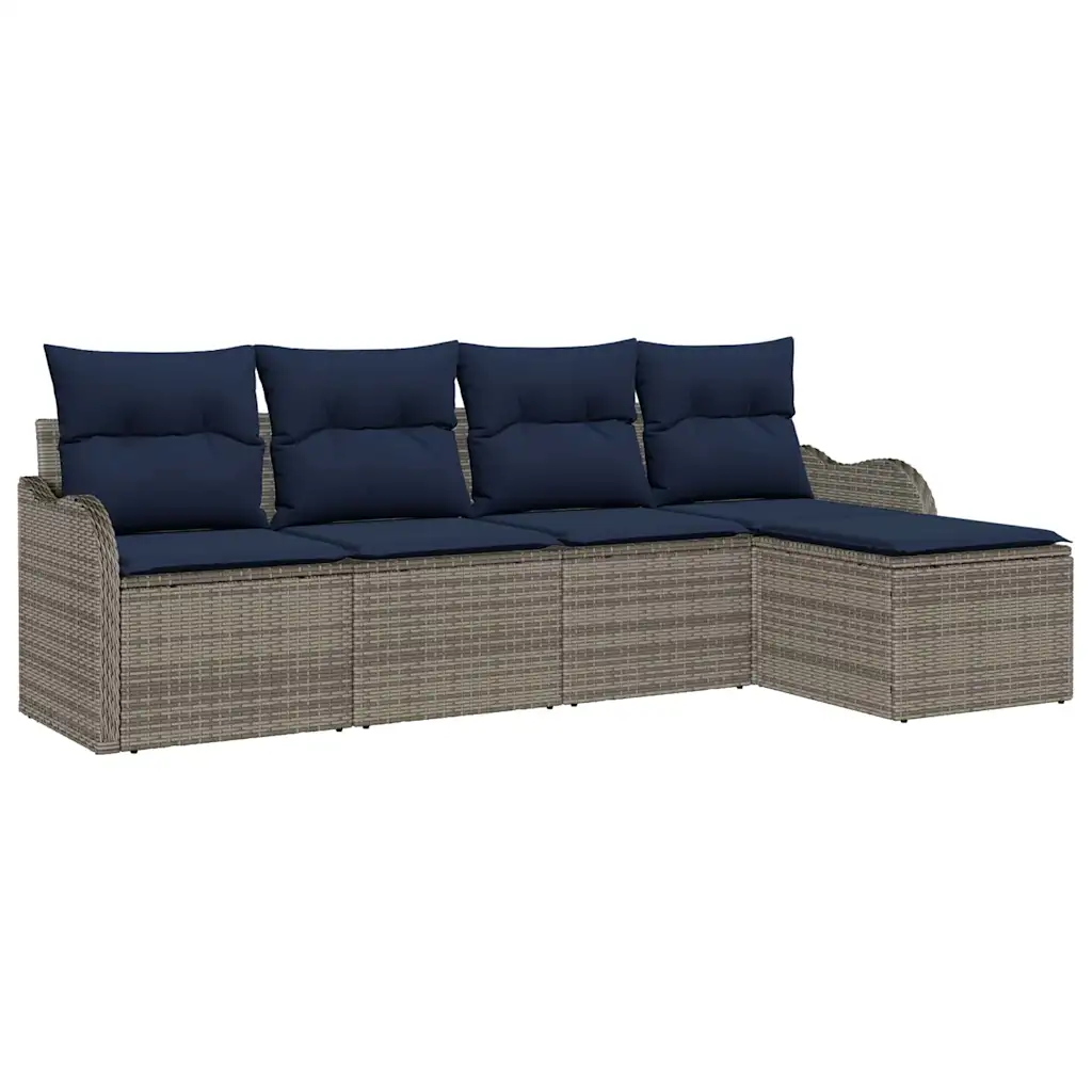Garden Sofa Set Grey Poly Rattan