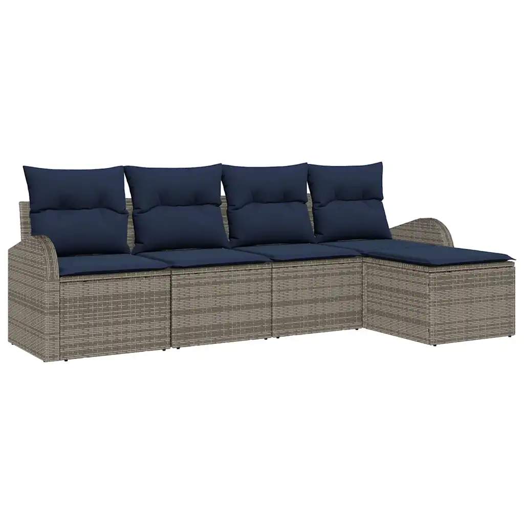 Garden Sofa Set Grey Poly Rattan