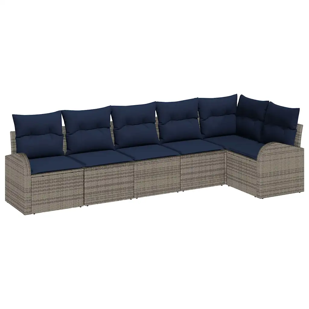 Garden Sofa Set Grey Poly Rattan