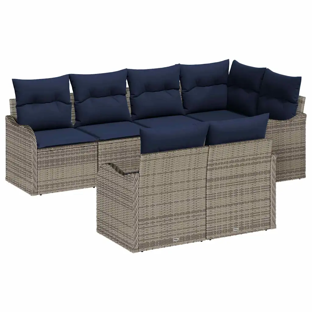 Garden Sofa Set Grey Poly Rattan