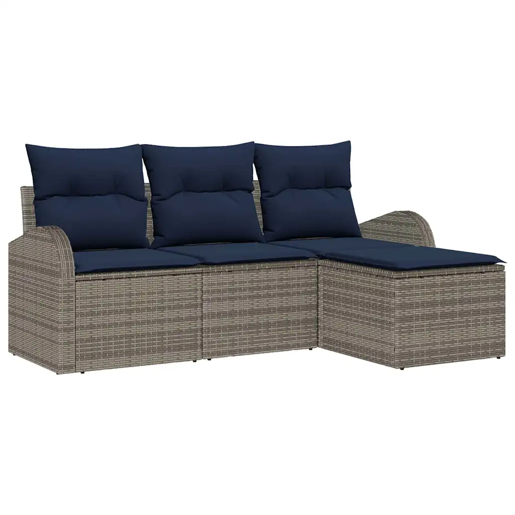 Garden Sofa Set Grey Poly Rattan