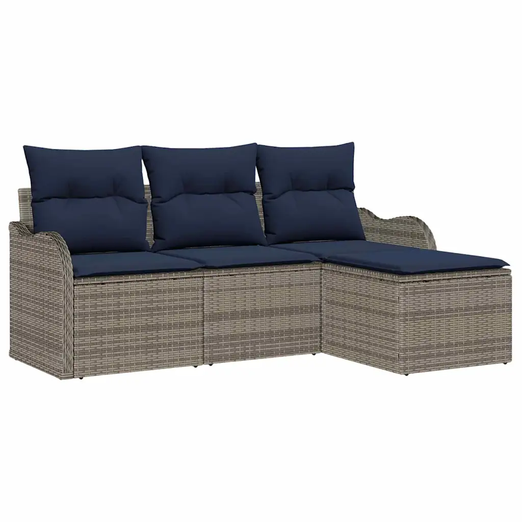 Garden Sofa Set Grey Poly Rattan