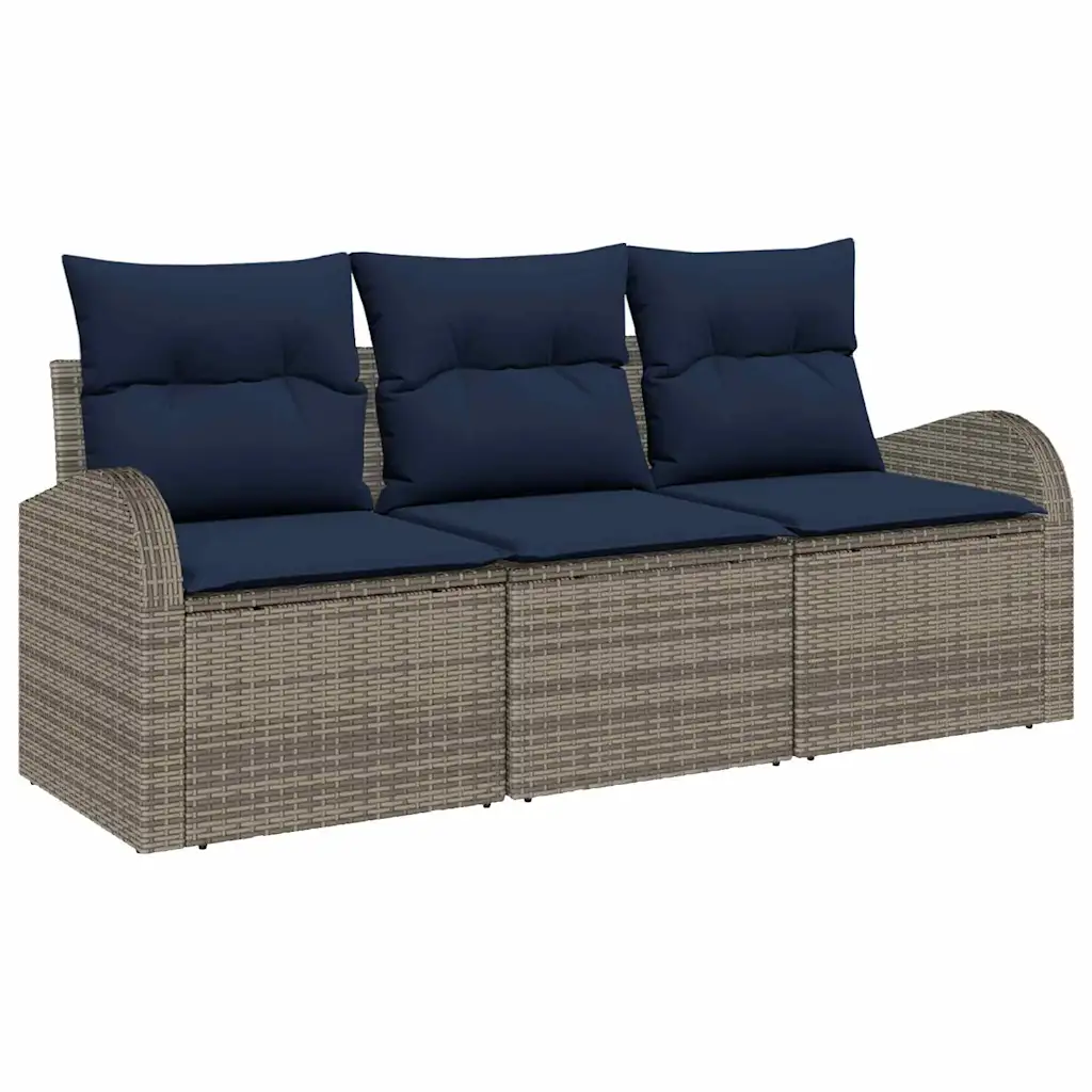 Garden Sofa Set Grey Poly Rattan