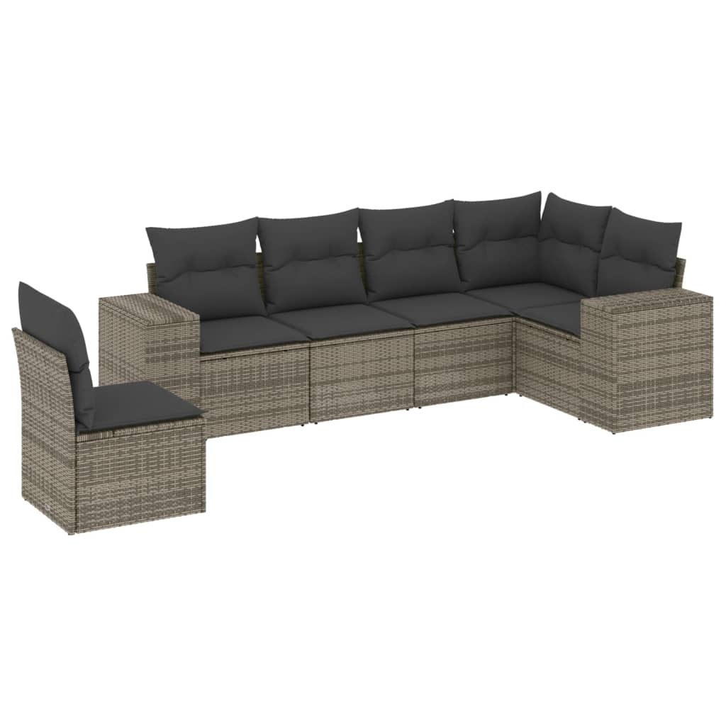 Garden Sofa Set Grey Poly Rattan Medium Adjustable Feet