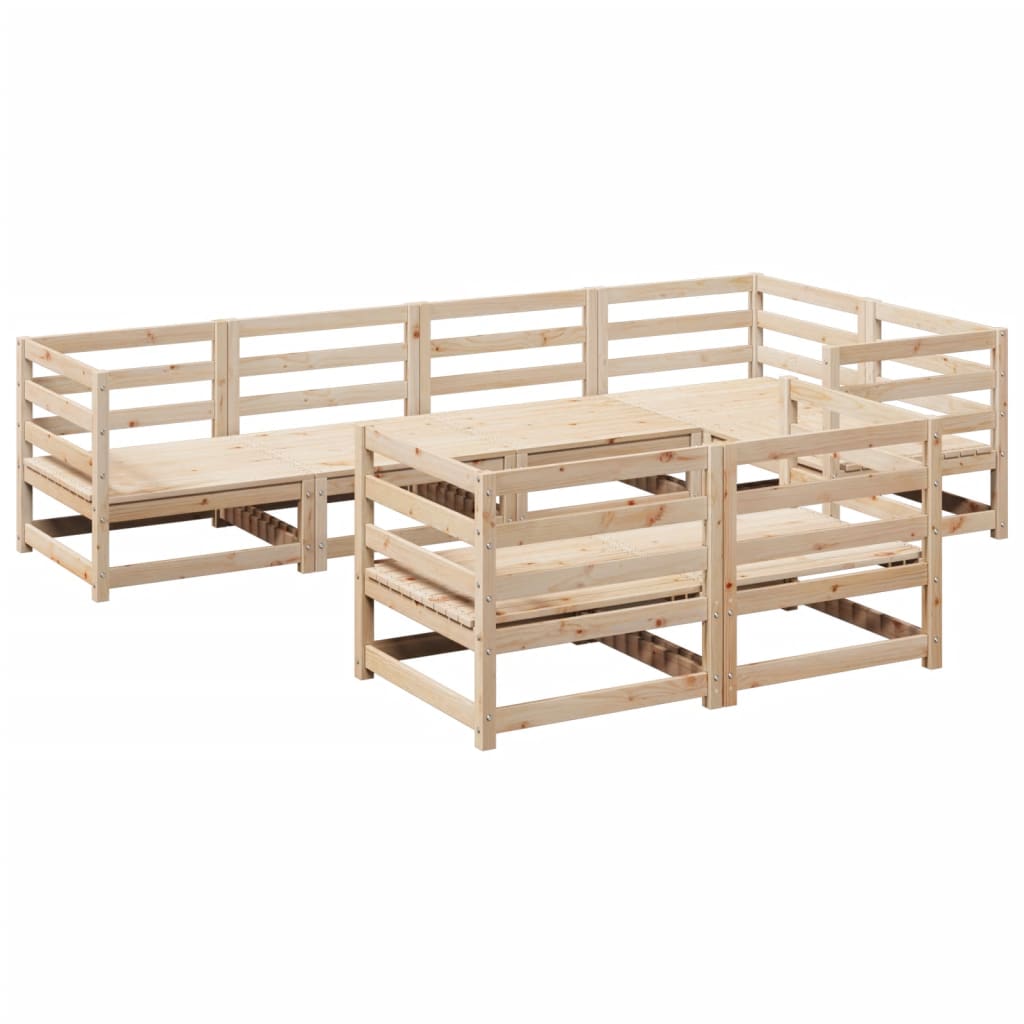 Garden Sofa Set Natural Pine Solid Pine Wood Large