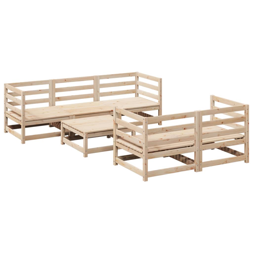Garden Sofa Set Natural Pine Solid Pine Wood Medium Modular