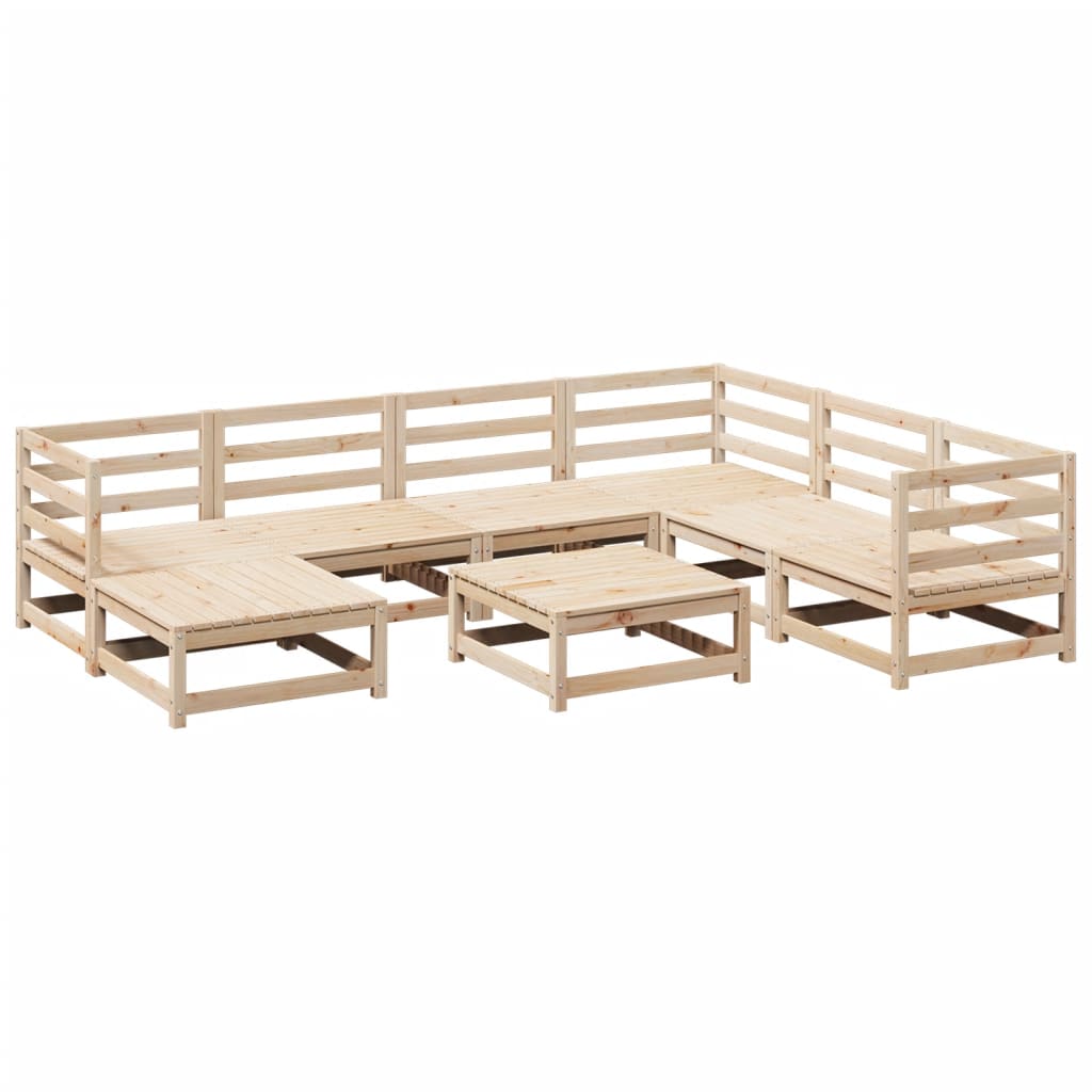 Garden Sofa Set Natural pine Solid pine wood (untreated) 8-piece
