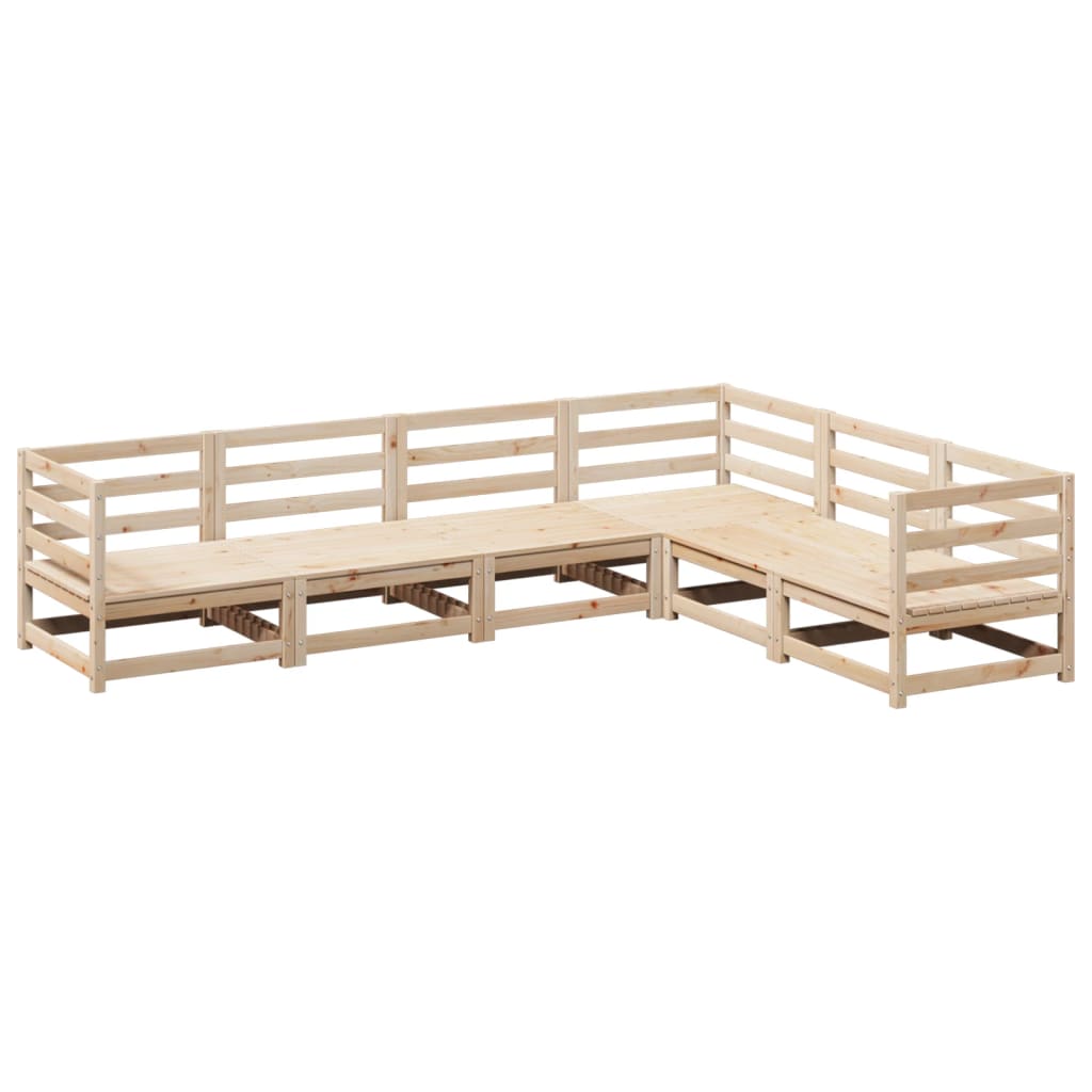 Garden Sofa Set Natural Wood Solid pine wood 6-Piece Set Modular