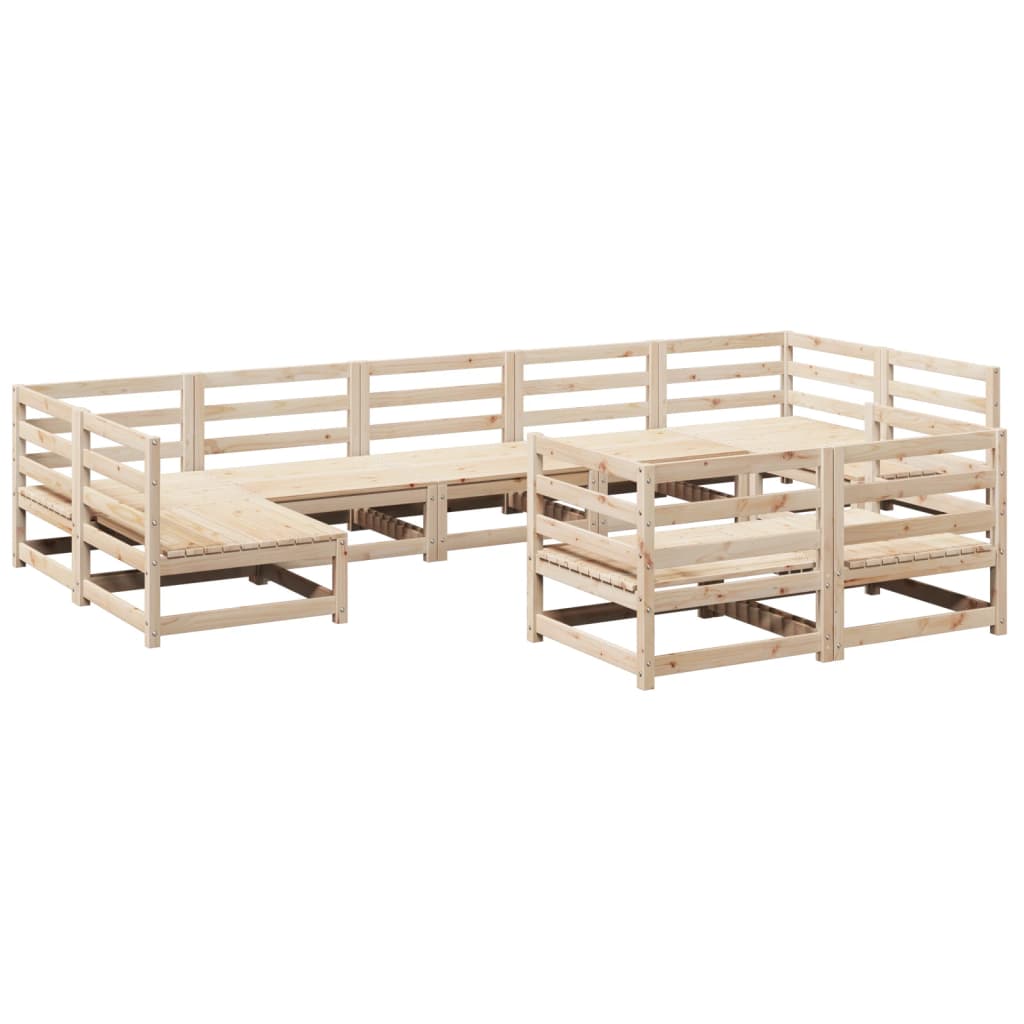 Garden Sofa Set Natural Wood Solid Pine Wood 9-Piece Set Modular