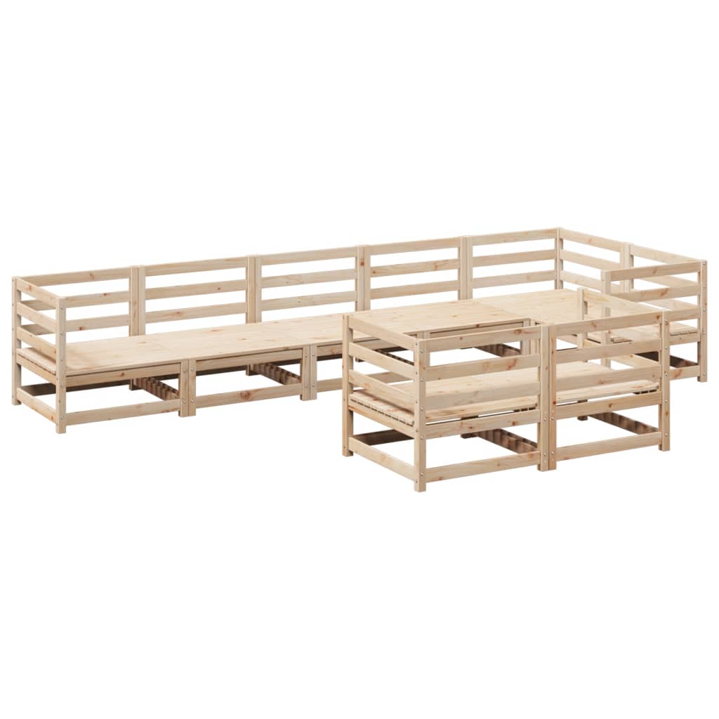 Garden Sofa Set Natural Wood Solid Pine Wood Large Modular