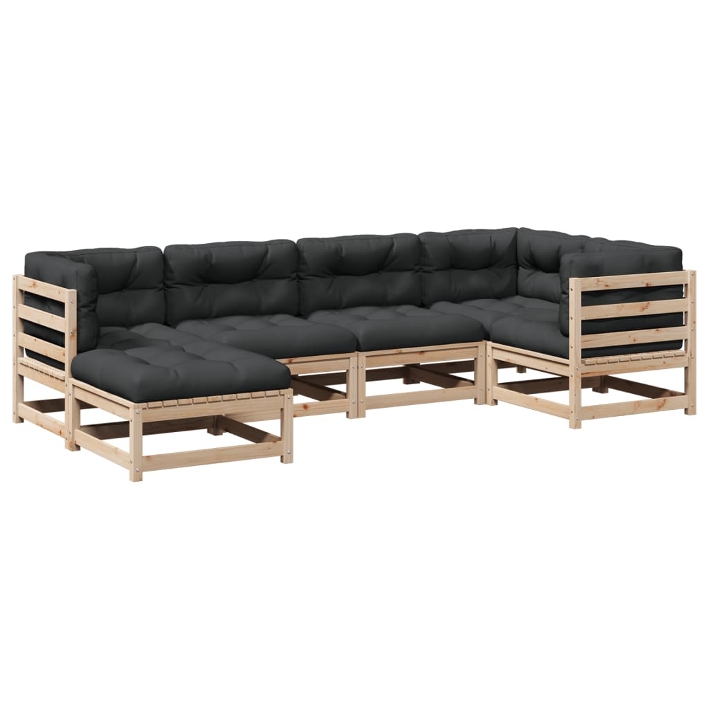 Garden Sofa Set Solid Pine Wood and Anthracite Cushions