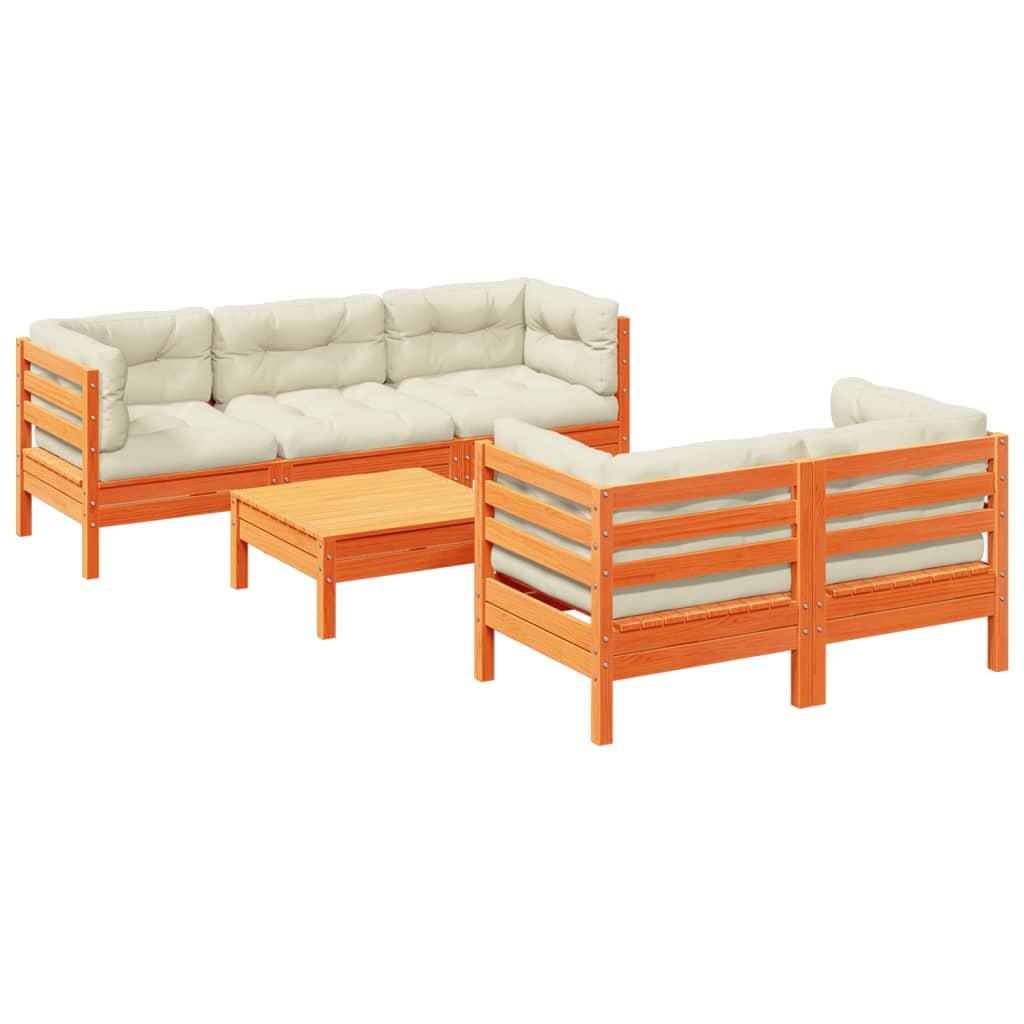 Garden Sofa Set Wax Brown and Cream